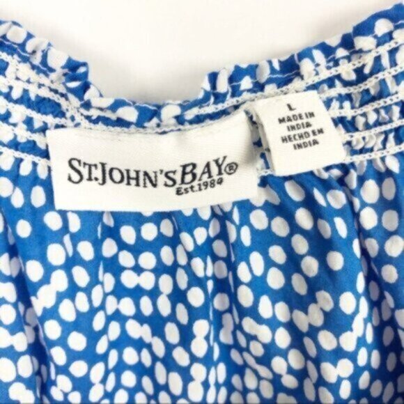 St. John’s Bay | Women's Blue & White Short Sleeve Boho Top Size Large - Picture 7 of 8